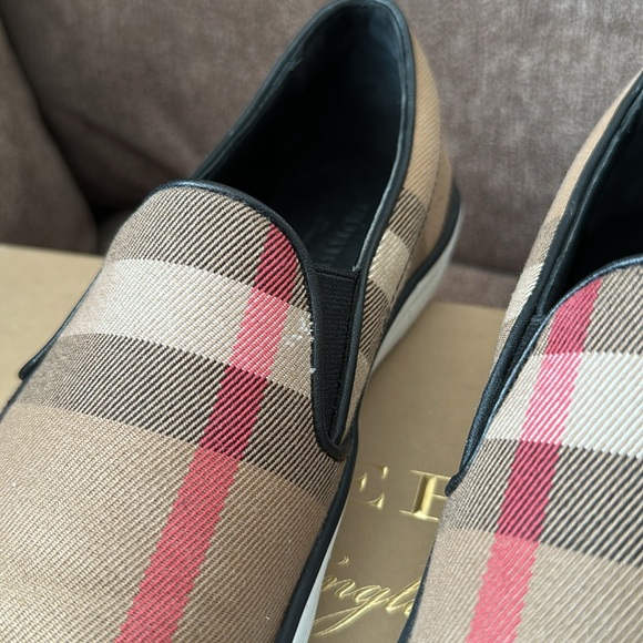 BURBERRY Multicolor Canvas And Leather Gauden Slip On Sneakers Size 38 - Picture 7 of 11